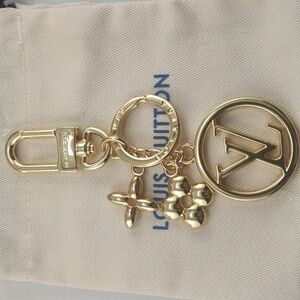 Authentic Louis Vuitton Gold Monogram Bag Charm/Key Holder Full Inclusion